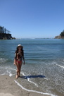 Fernanda wading in the chilly waters of Sunset Beach Fernanda wading in the chilly waters of Sunset Beach
